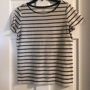 Striped scalloped tee